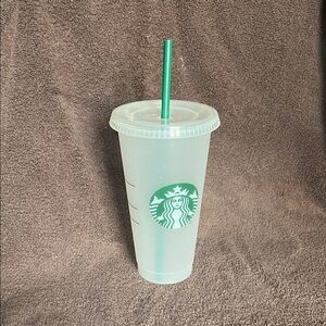 Starbucks Frosted Tumbler with Green Straw